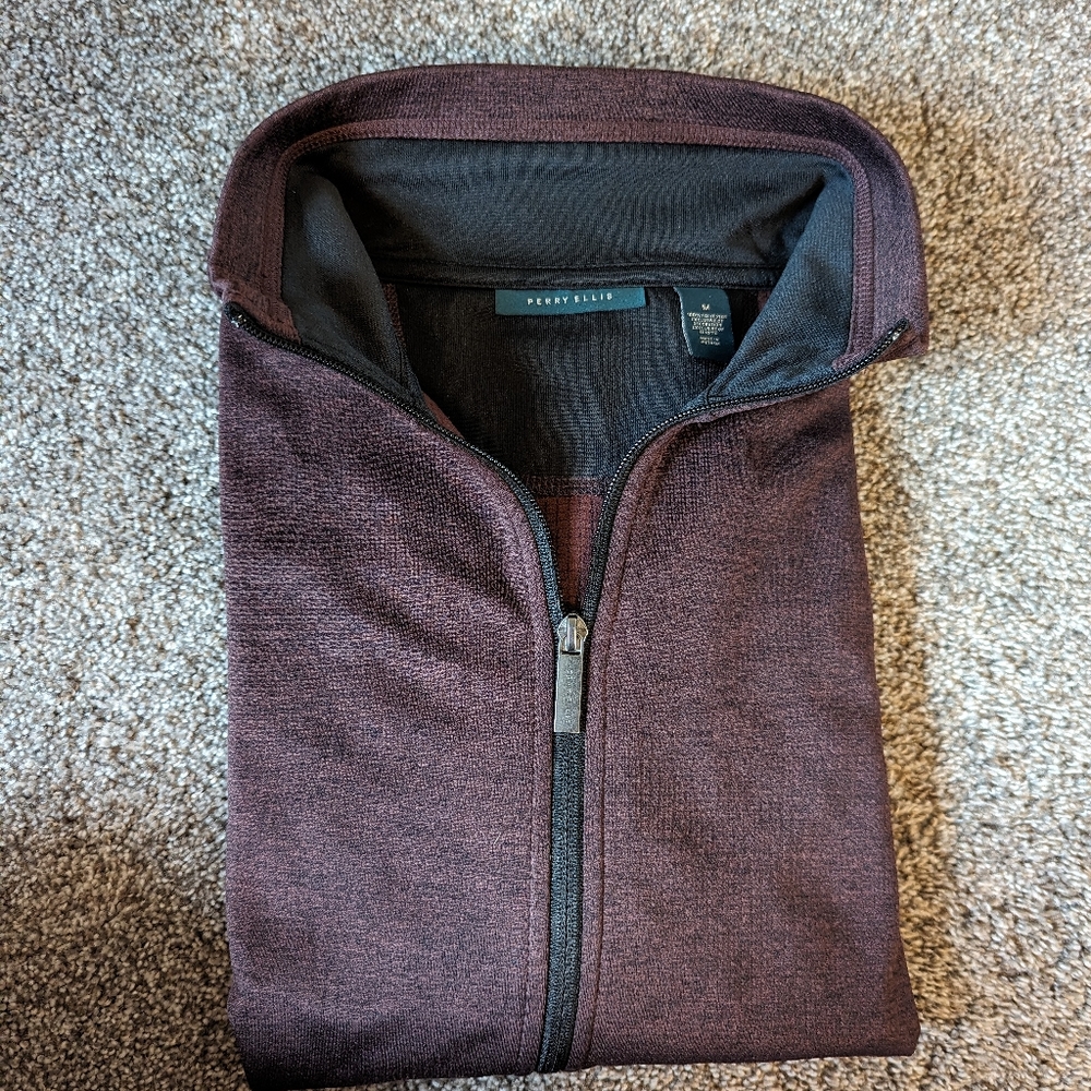 Men's Medium Burgundy Perry Ellis Zip Jacket